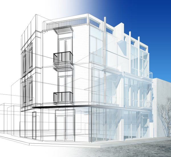 abstract sketch design of exterior building